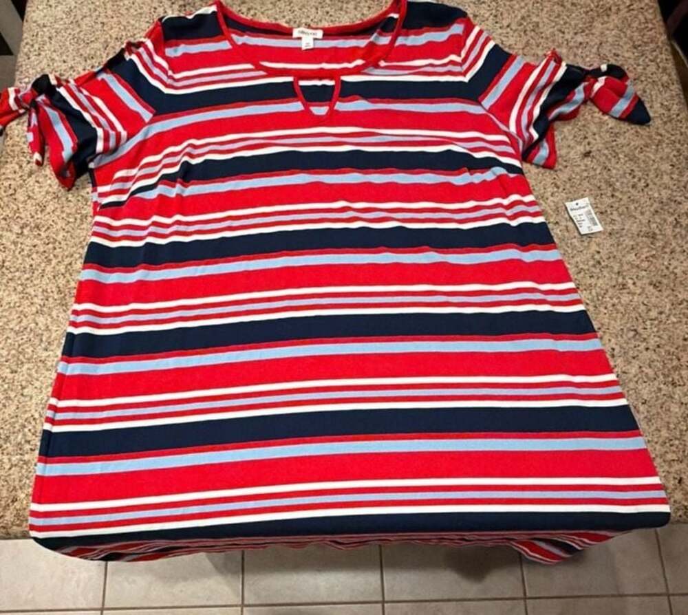 Westport 2X Red Navy Stripe Dress Fourth of July- New